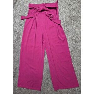 NWT Chicwish Bowknot High Waist Wide Leg Pants Size Large Magenta Pleats